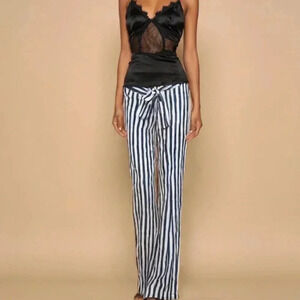 (2 for $15) Striped Blue Wide-Leg Pants Women's - Office Corporate Summer Spring